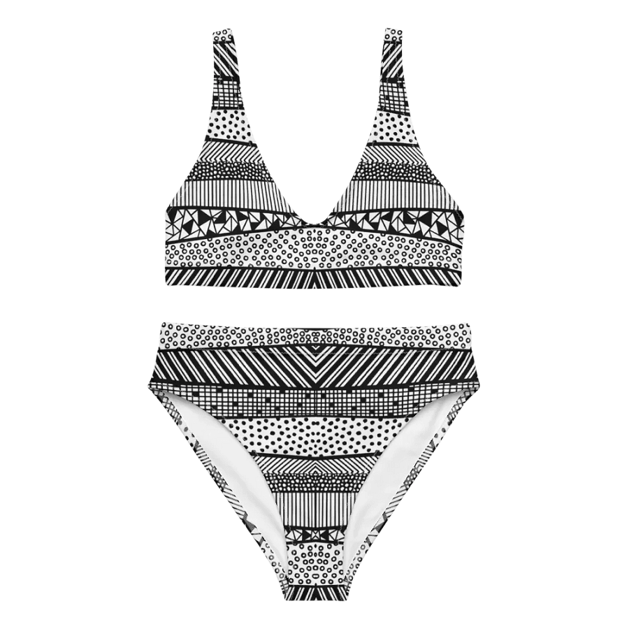 Modern pattern in black and white High Waisted Bikini product image (3)