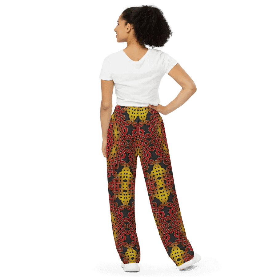 Orange and Gold Celtic Knot Kaleidoscope Wideleg Pants product image (9)