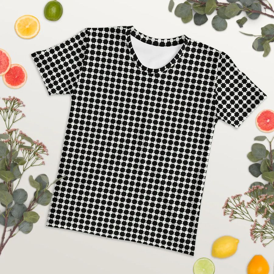 Abstract Black and White Chain Ladies T Shirt product image (5)
