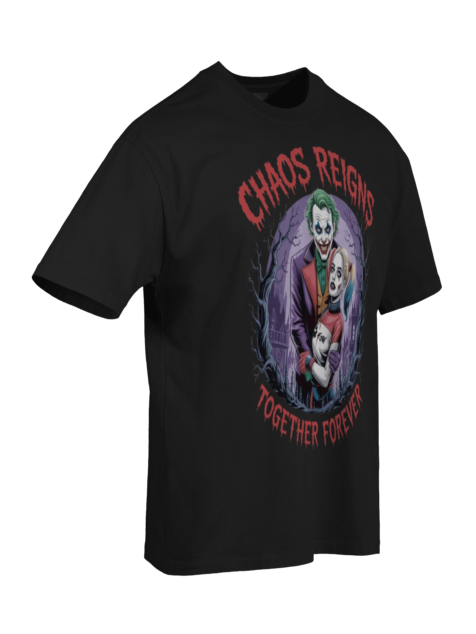 Joker & Harley Quinn 'Chaos Reigns Together Forever' Oversized Faded T-Shirt product image (8)