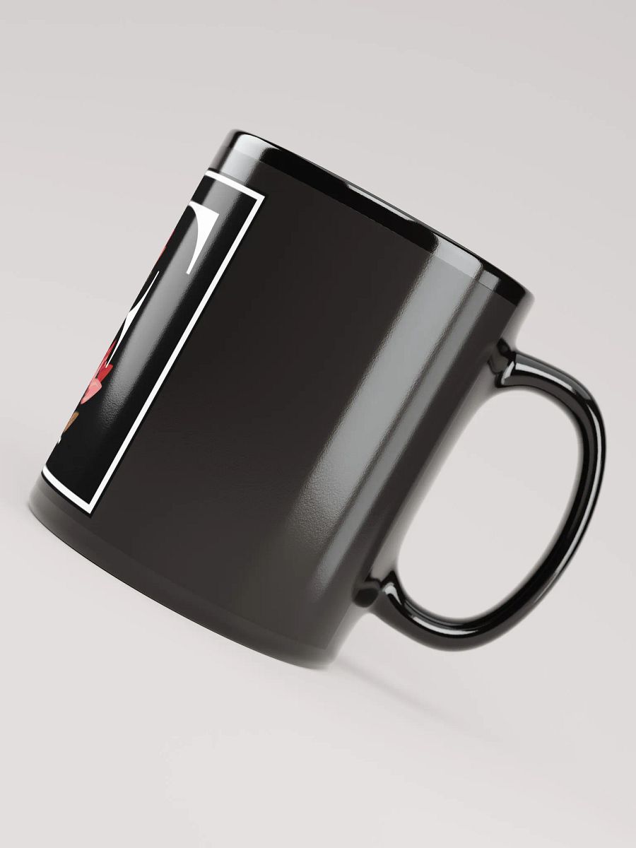 Elegant Floral Letter F Black Glossy Mug product image (7)