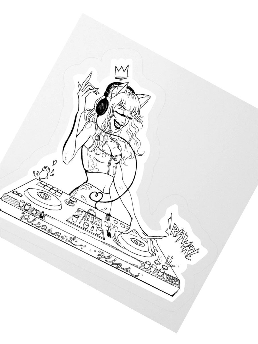 Catgirl B/W Sticker product image (4)