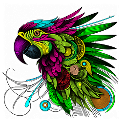 Abstract Line Drawing Parrot