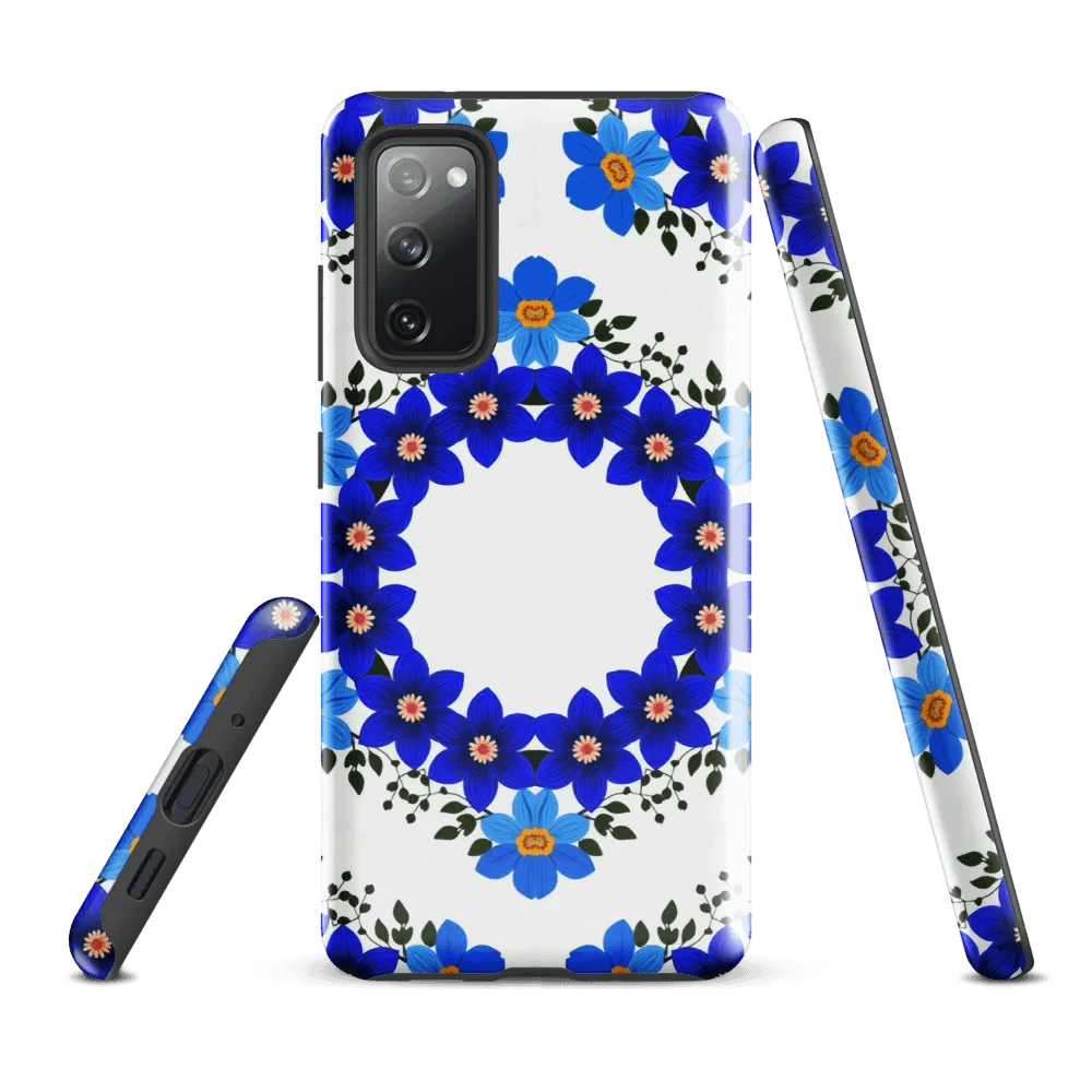 Tough Phone Case for Samsung® - Blue and Yellow Geometric Floral Design product image (1)