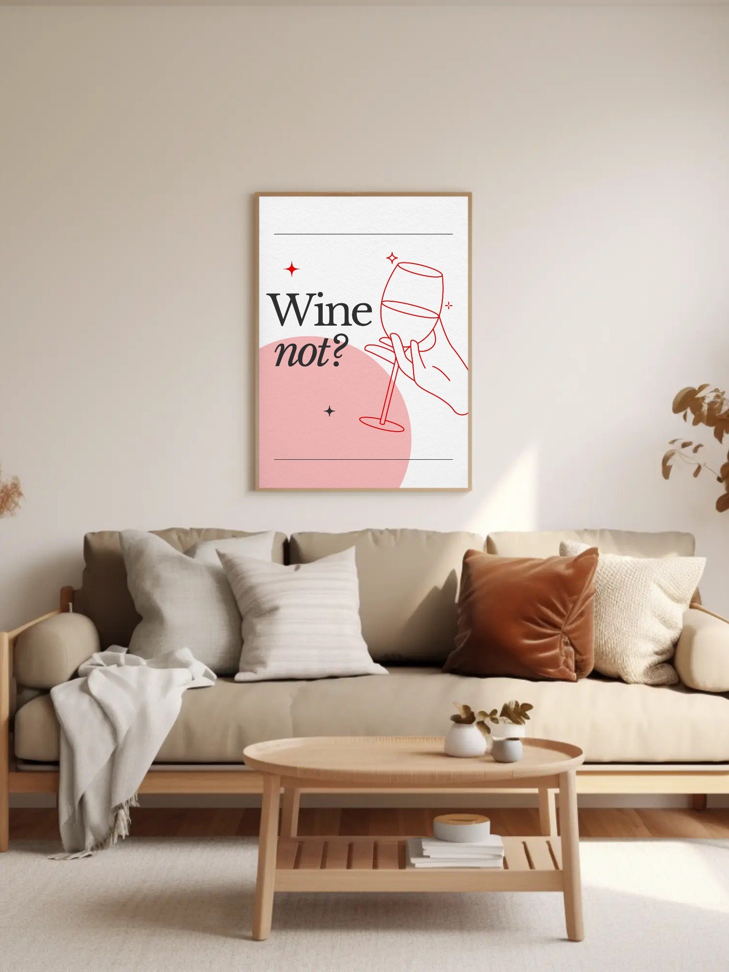 Wine Not? Funny Wine Wall Art - Modern Kitchen Decor, Wine Lover Poster, Minimalist Home Bar Sign, Playful Quote Print product image (2)