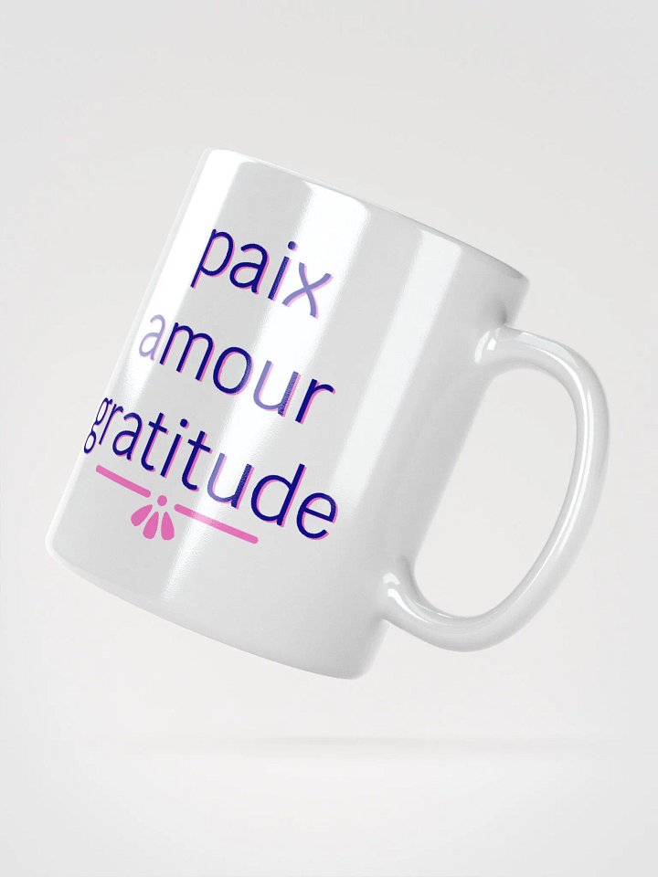 Paix Amour Gratitude Navy and Pink Ceramic Mug product image (3)