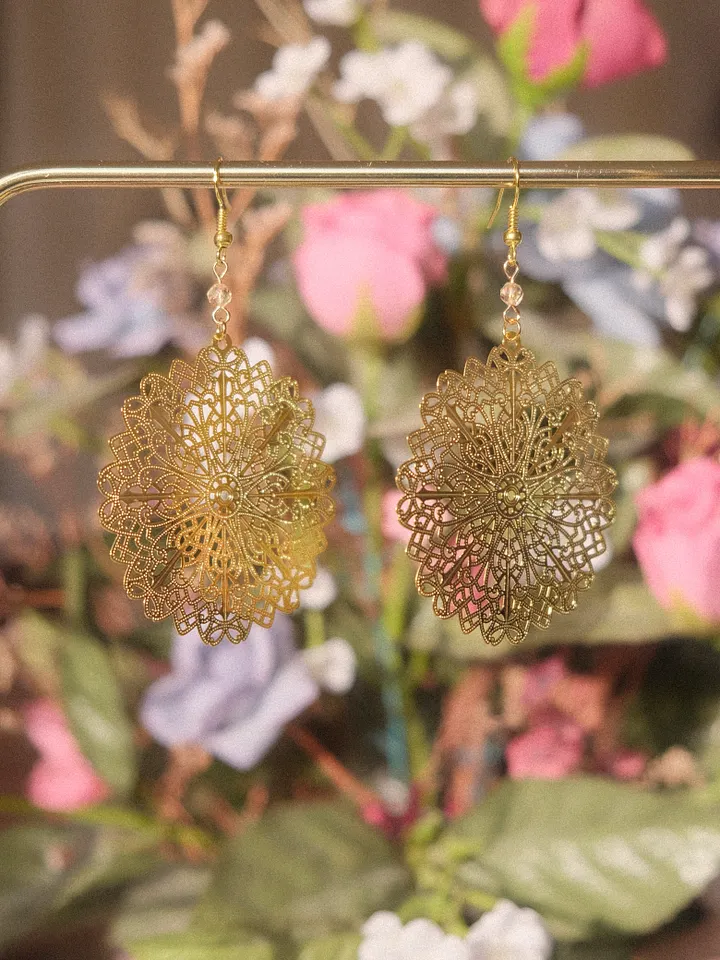 Ornate wheel - Citrine earrings product image (2)