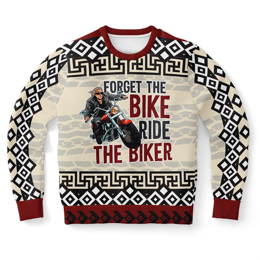 "Forget The Bike Ride The Biker" Sweatshirt | Funny Motorcycle Rider Outfit | Biker Life Sweater | Geometric Pattern Jumper product image (9)
