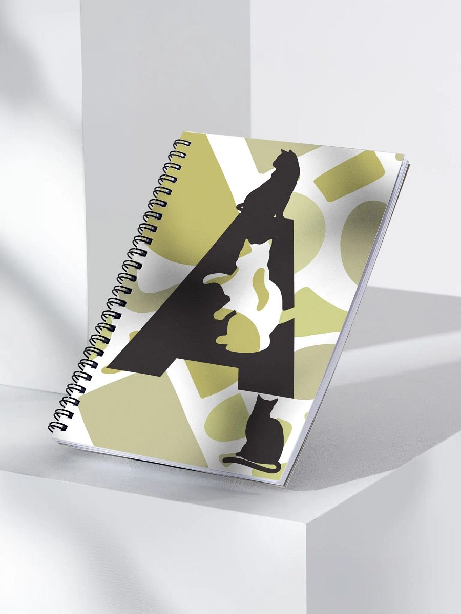 Monogram Letter A Cat Lover Geometric Greens Notebook product image (3)