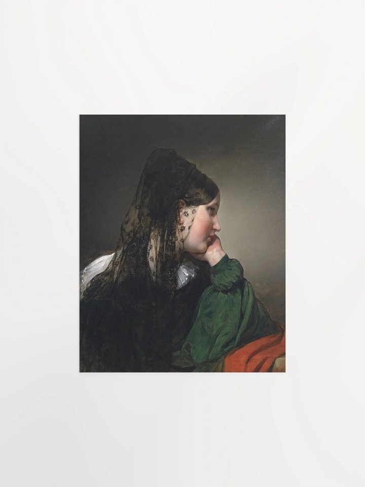 ''Mädchen im Profil mit schwarzer Mantille'' by Friedrich von Amerling Poster product image (1)