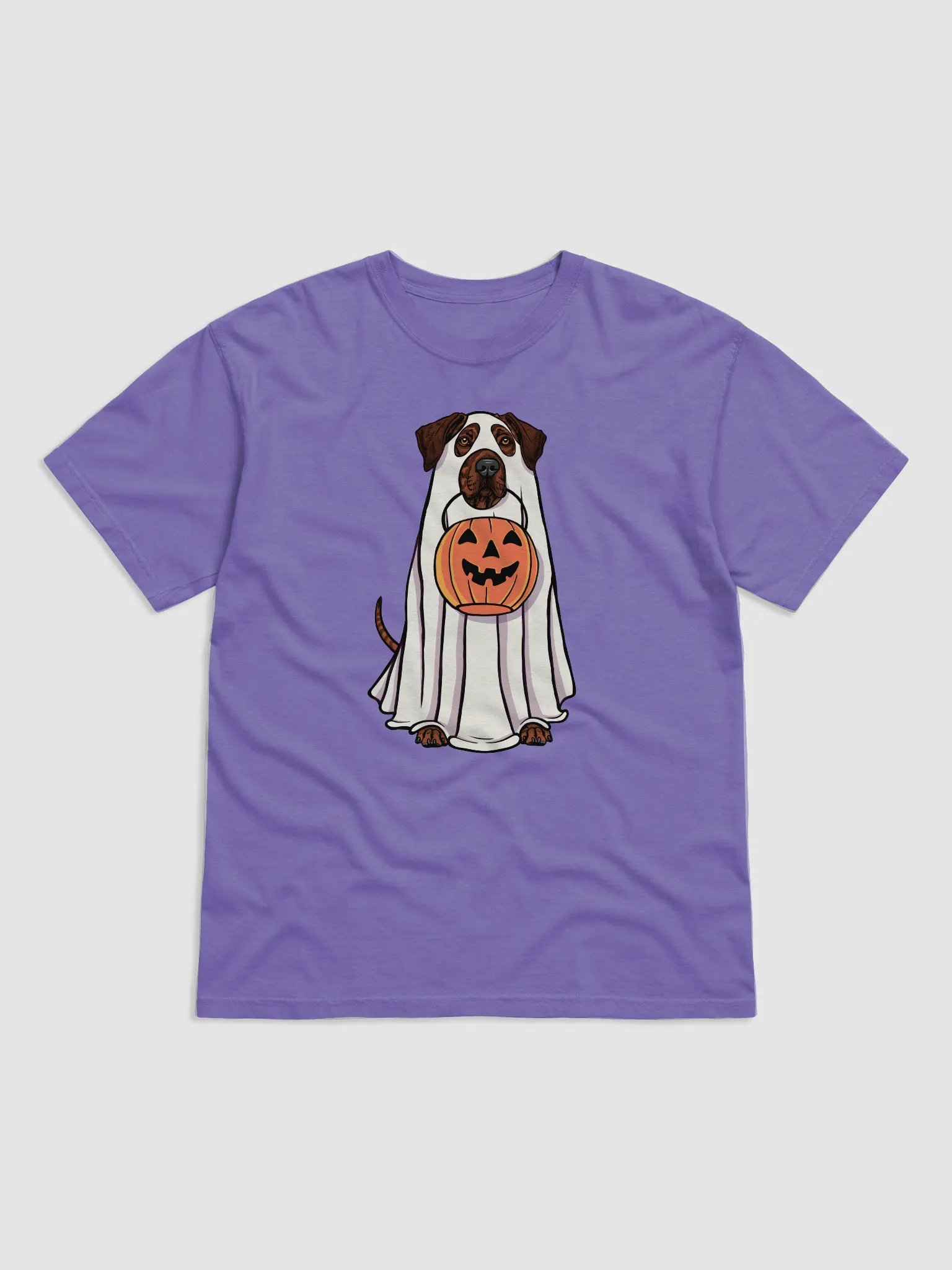 Funny Halloween Rhodesian Ridgeback(Brindle) T-Shirt | Funny Dog Wearing a Ghost Costume and Holding a Pumpkin Basket product image (27)