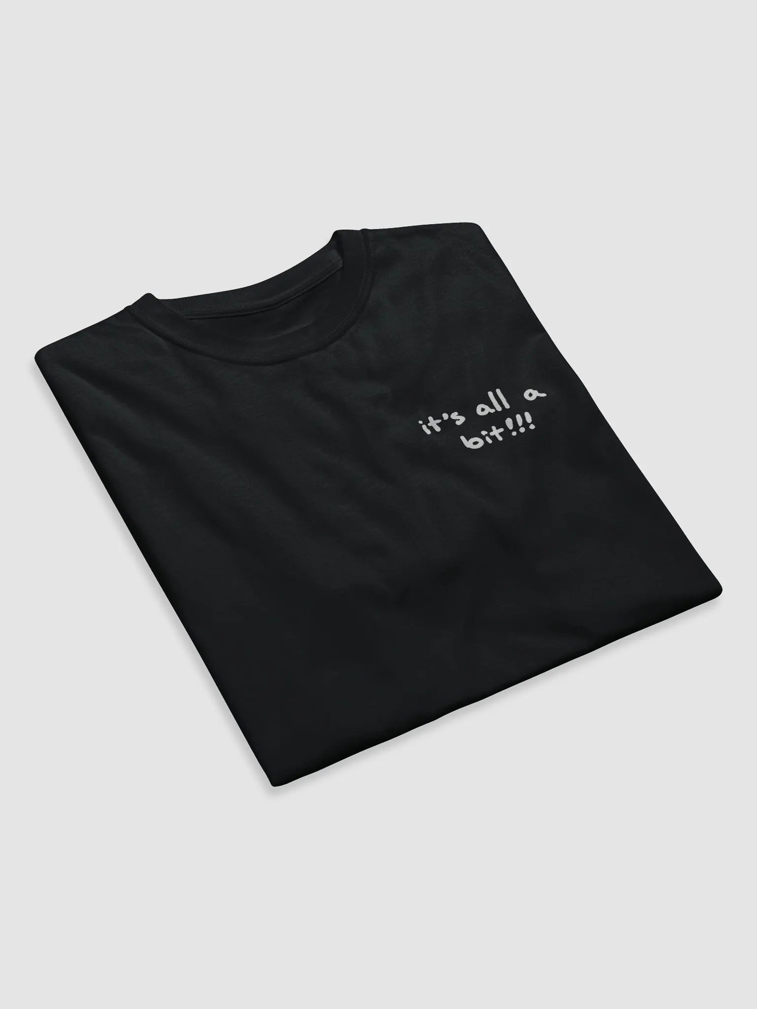 “It’s all a bit!!!” (sm. white design) unisex eco tee product image (7)