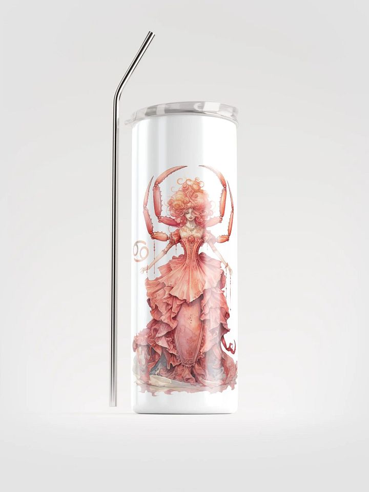 Illustrated Cancer Zodiac Stainless Steel Tumbler: Embrace Lunar Grace! ♋🌙 product image (1)