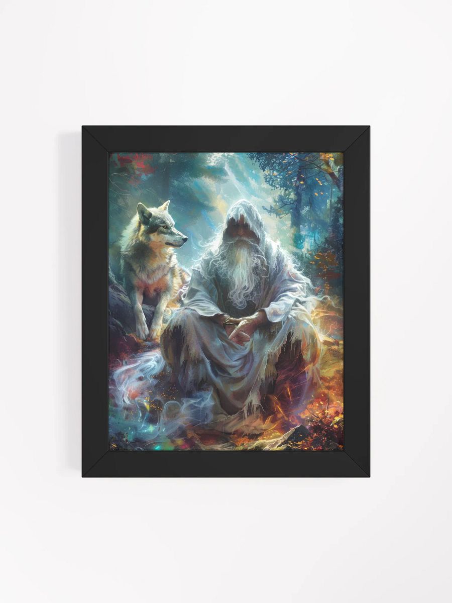 Sorcerer with his wolf - Framed High Quality Matte Poster product image (4)