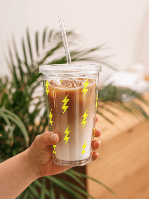 Yellow Lightning Clear Plastic Tumbler product image (1)