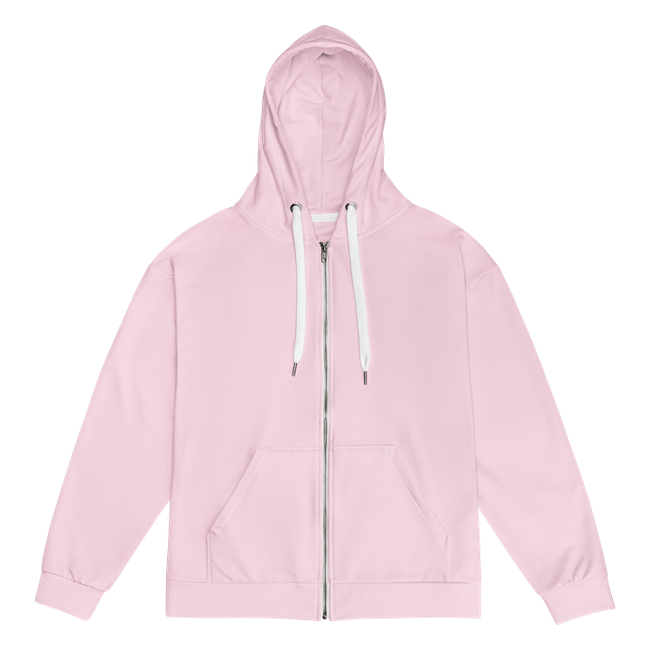 Baby Pink Solid Color Eco Friendly Unisex Zip Hoodie product image (1)