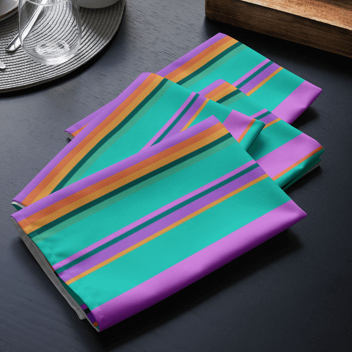 Set of Colorful Striped Party Time! Cloth Napkins product image (2)
