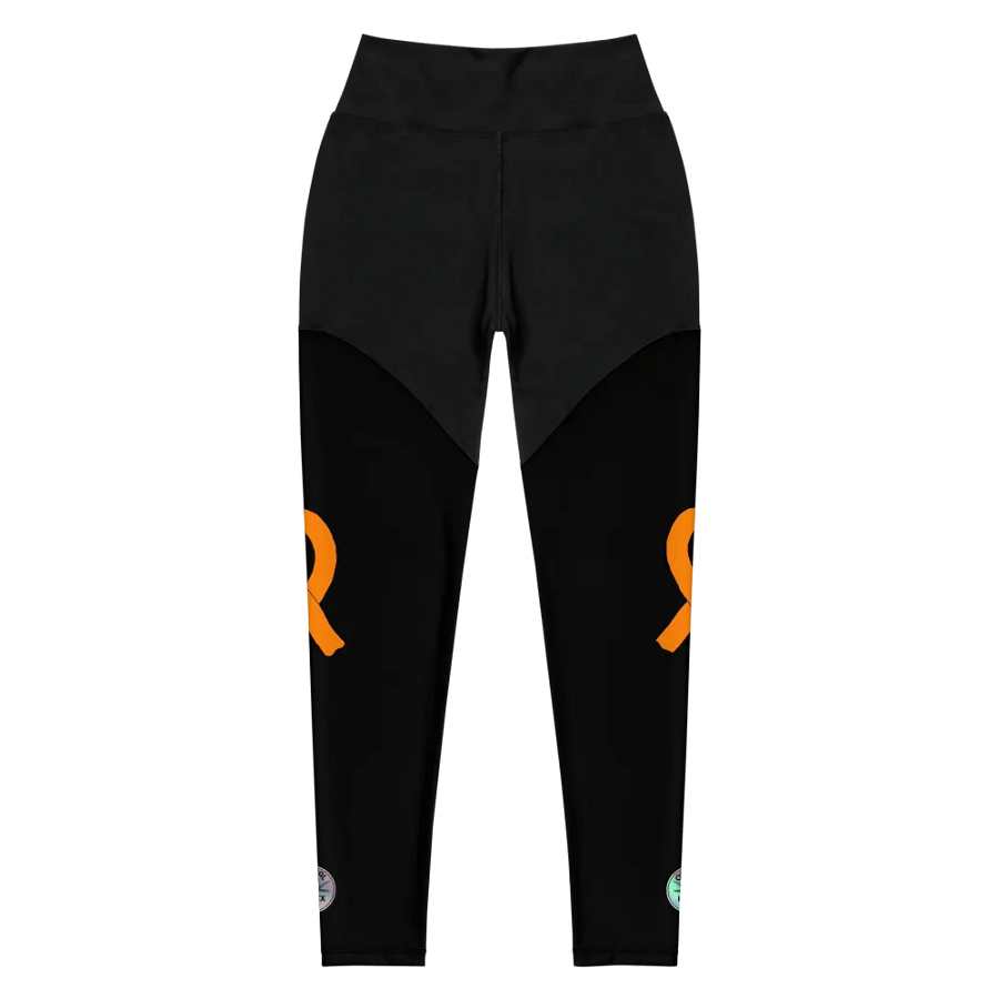 White HApex Gear White Logo Cancer Awareness Orange Ribbon. Black Sports Leggings product image (5)