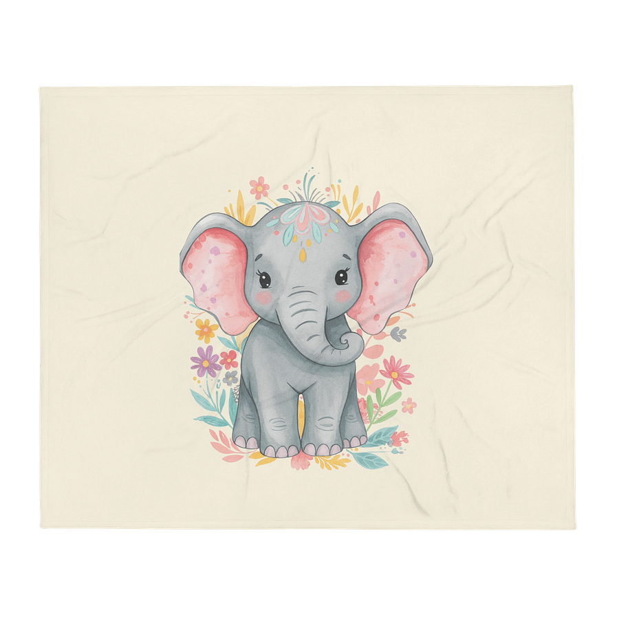 Soft Baby Elephant Floral Blanket product image (2)