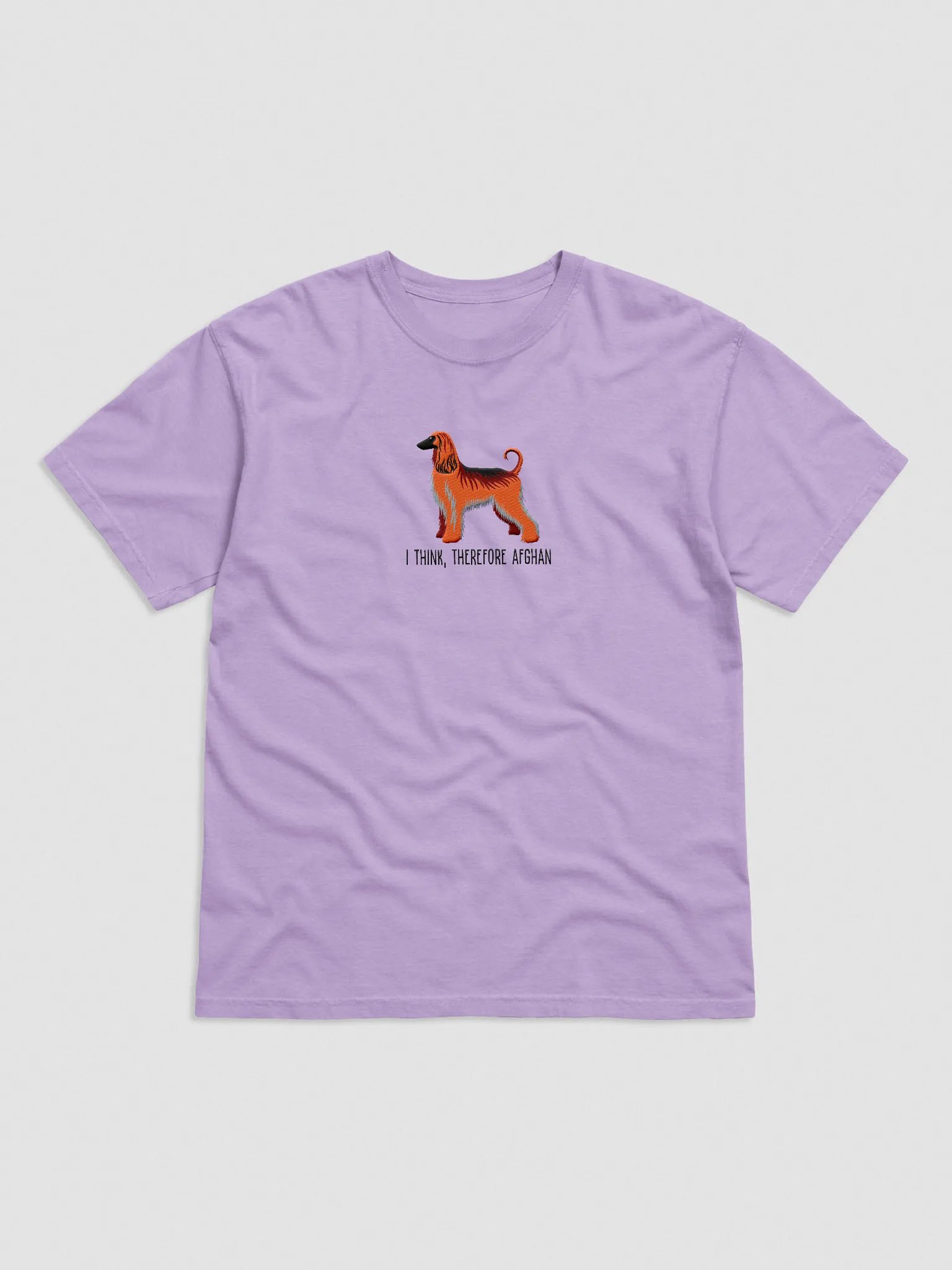 I Think, Therefore Afghan T-Shirt(Embroidered) of an Afghan Hound(Red) product image (4)