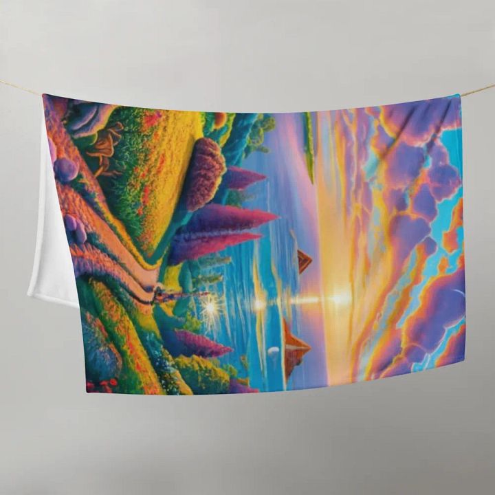 Serene Seaside Cottage Watercolor Throw Blanket product image (2)