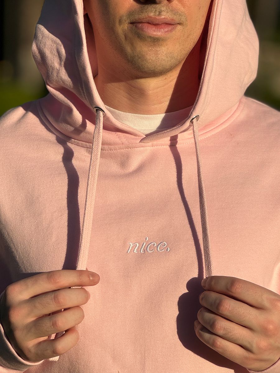 Nice. Embroidered Hoodie (Pink/White) product image (10)