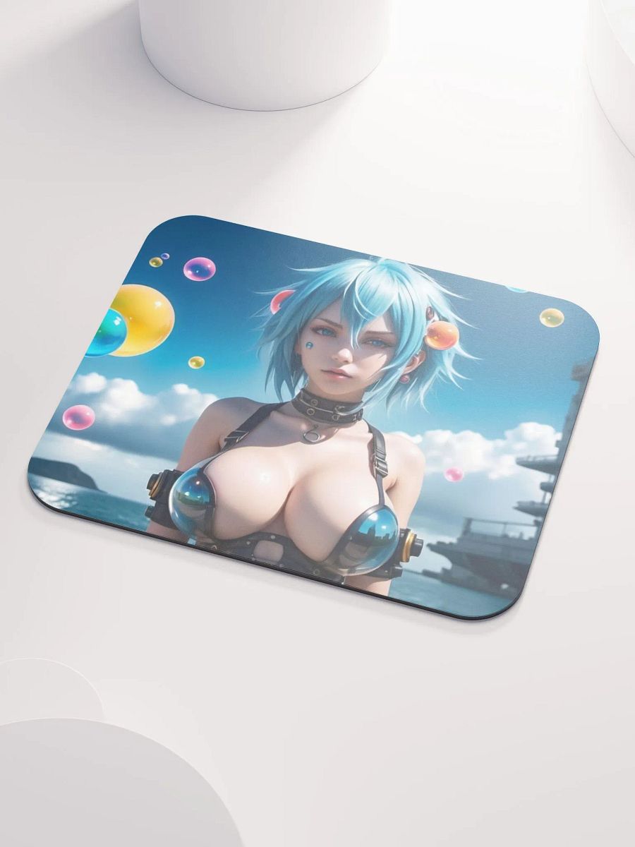 Futuristic Blue Hair Anime Mouse Pad product image (4)