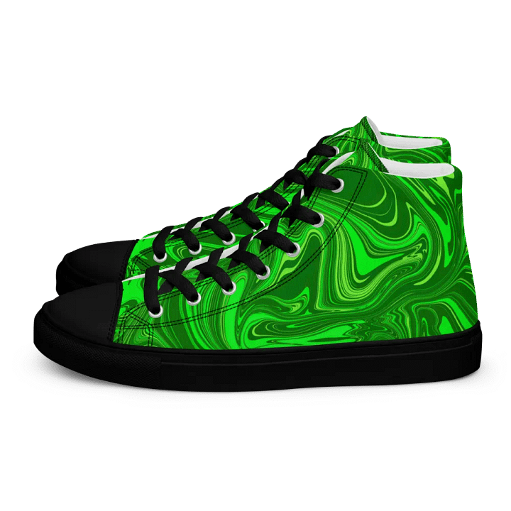 Women's High Top Canvas Shoes - Different Shades of Green Digital Fluid Art product image (2)