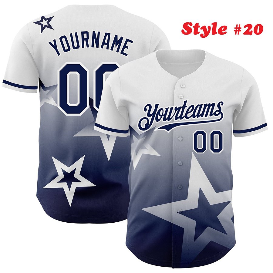 Authentic Baseball Jersey, Custom Baseball Jersey, Personalized Sport Jersey, Colorful, 3D Gradient Style Twinkle Star product image (186)