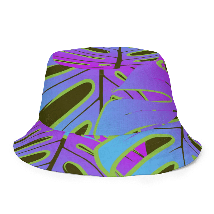 Dark Mode Neon Monstera Madness Reversible Bucket Hat product image (8)