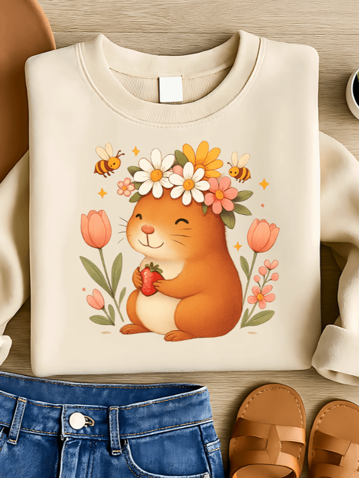 Spring Capybara Sublimation PNG – Cute Capybara Clipart for T-Shirts – Fresh & Playful Seasonal Design – 300 DPI Instant Digital Download product image (1)