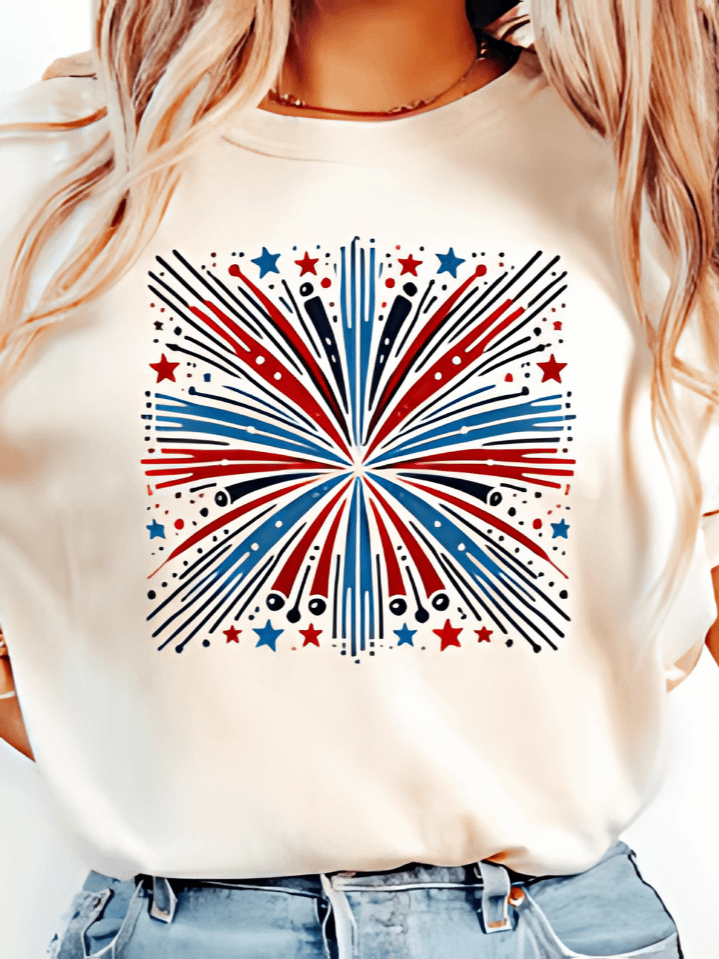 Fireworks USA T-Shirt Design – American Flag with Festive Fireworks Sublimation PNG – Perfect for 4th of July & Memorial Day – Instant Digital Download – High-Resolution 300 DPI product image (1)