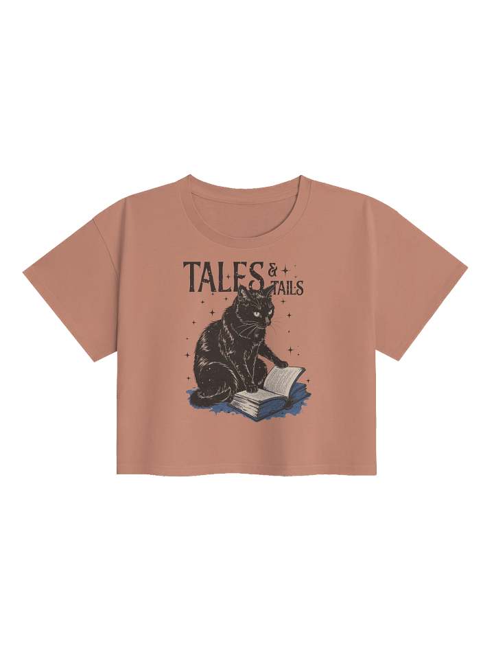 The "Tales & Tails" Book Cat Premium Crop Top product image (2)