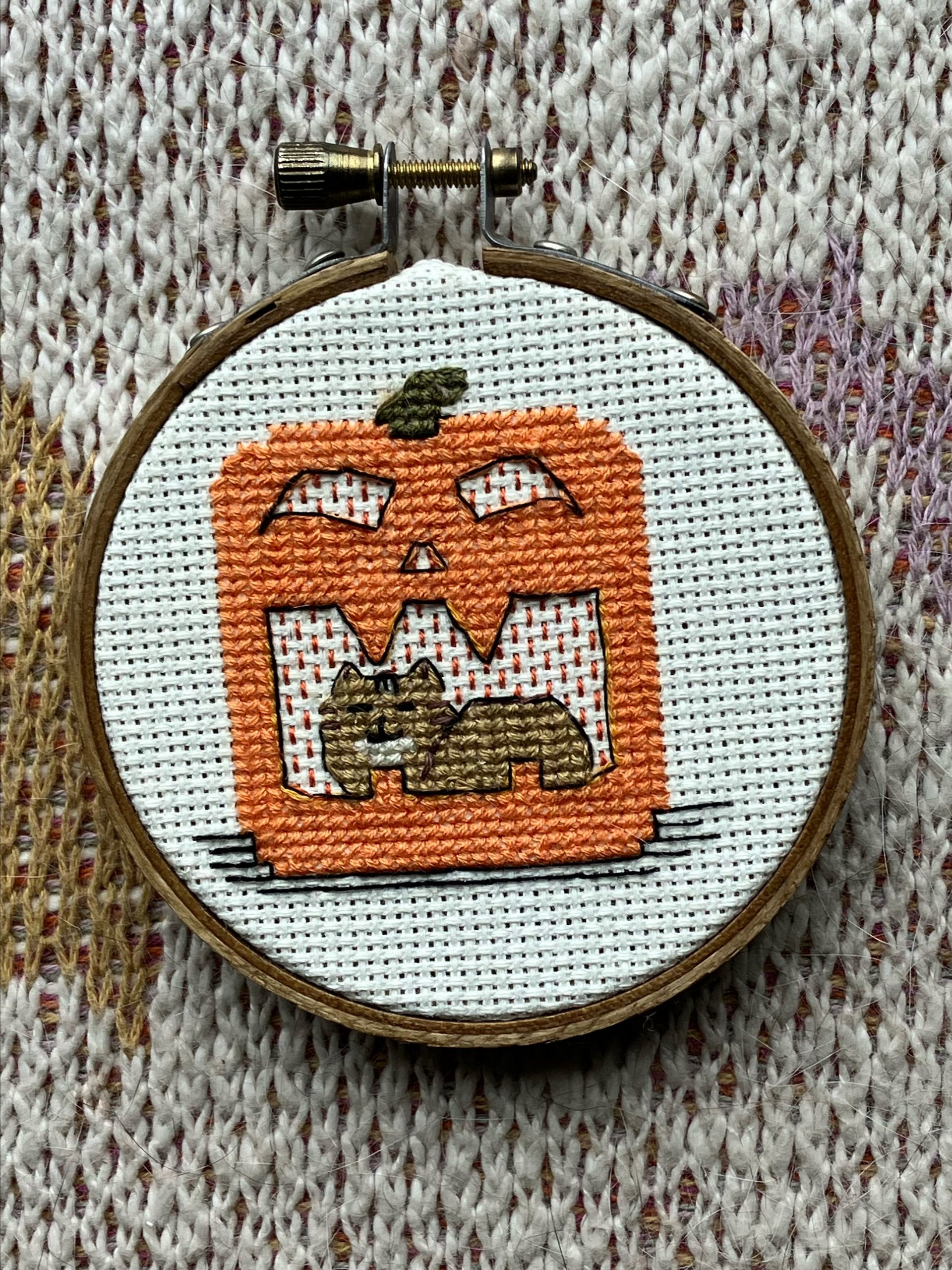 Pumpkin Cat Cross Stitch Pattern product image (1)