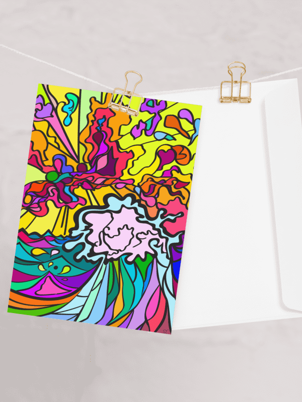 Vibrant Swirls Greeting Card – Wave at Sunset product image (12)