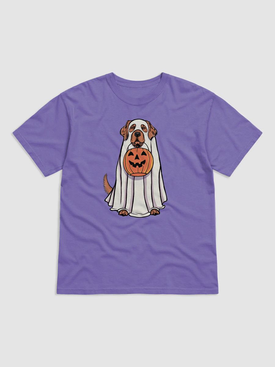 Funny Halloween Red Golden Retriever T-Shirt | Funny Goldie Wearing a Ghost Costume and Holding a Pumpkin Basket product image (27)