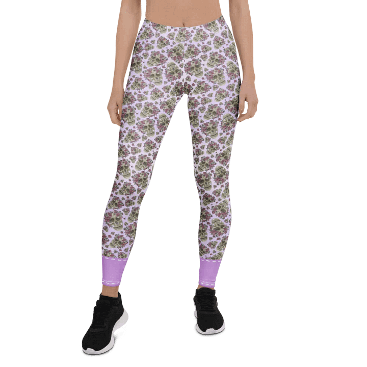 Smoky Lilac Skull & Rose Leggings product image (1)