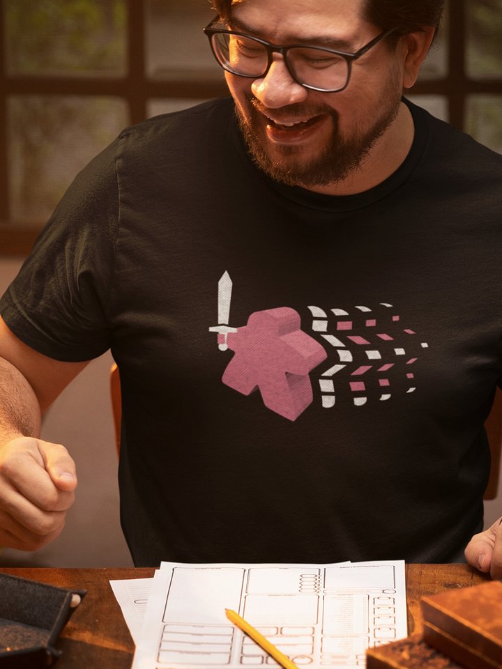 Vaporwave Meeple Shirt, Board Gamer T-shirt, Pink product image (1)