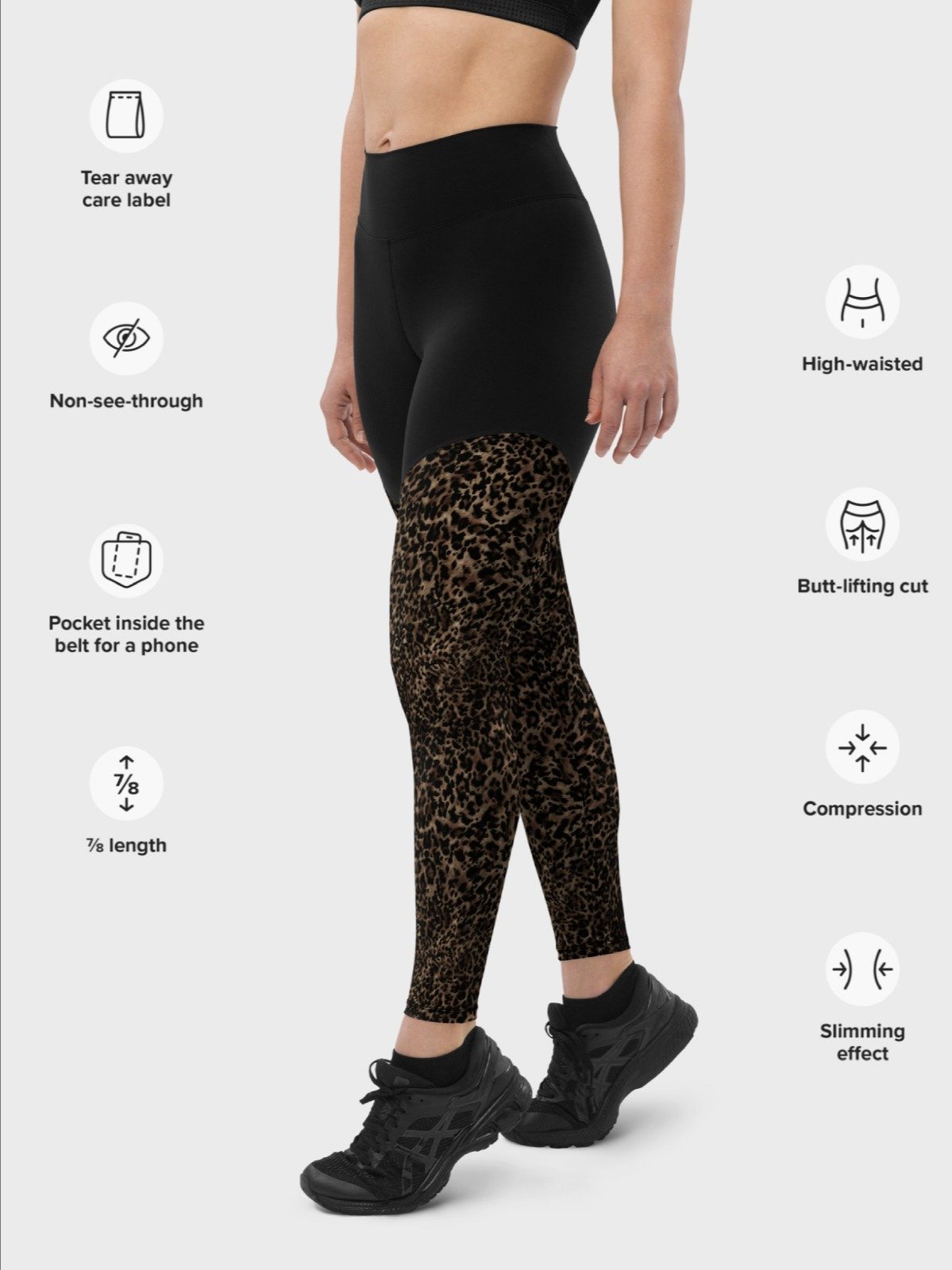 High-Intensity Workout Leggings "Chic Dark Brown Leopard" Printed product image (3)