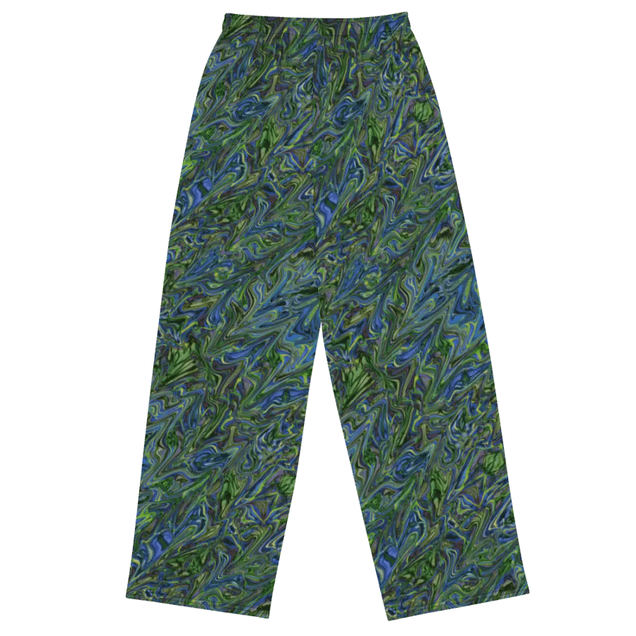 Green Blue Liquid Abstract Wideleg Pants product image (1)