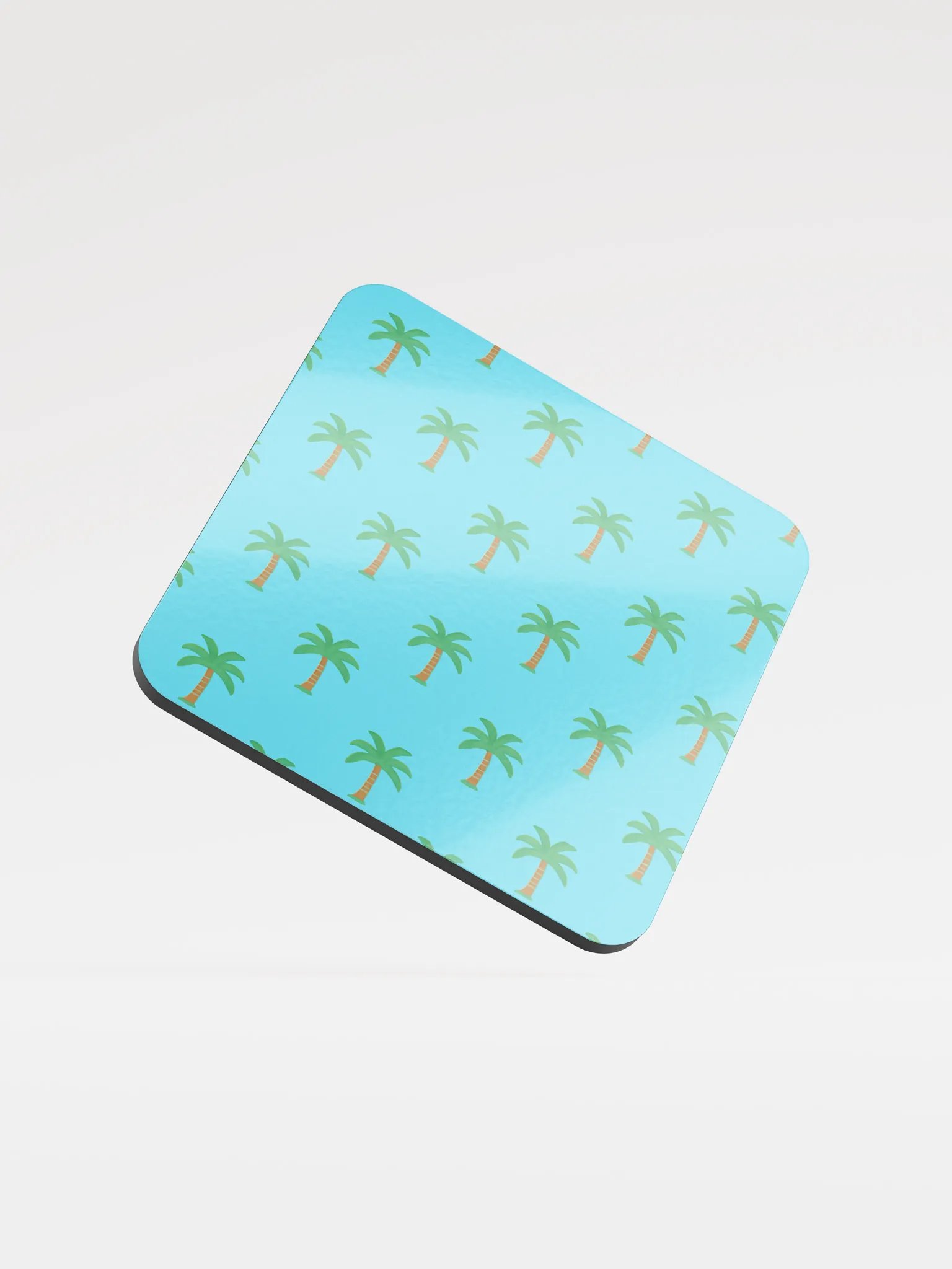 Tropical Palm Trees Blue Cork Coaster product image (1)