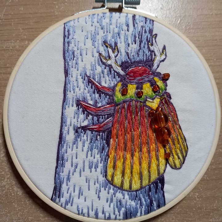 Sunset Christmas Beetle Embroidery Hoop Art product image (2)