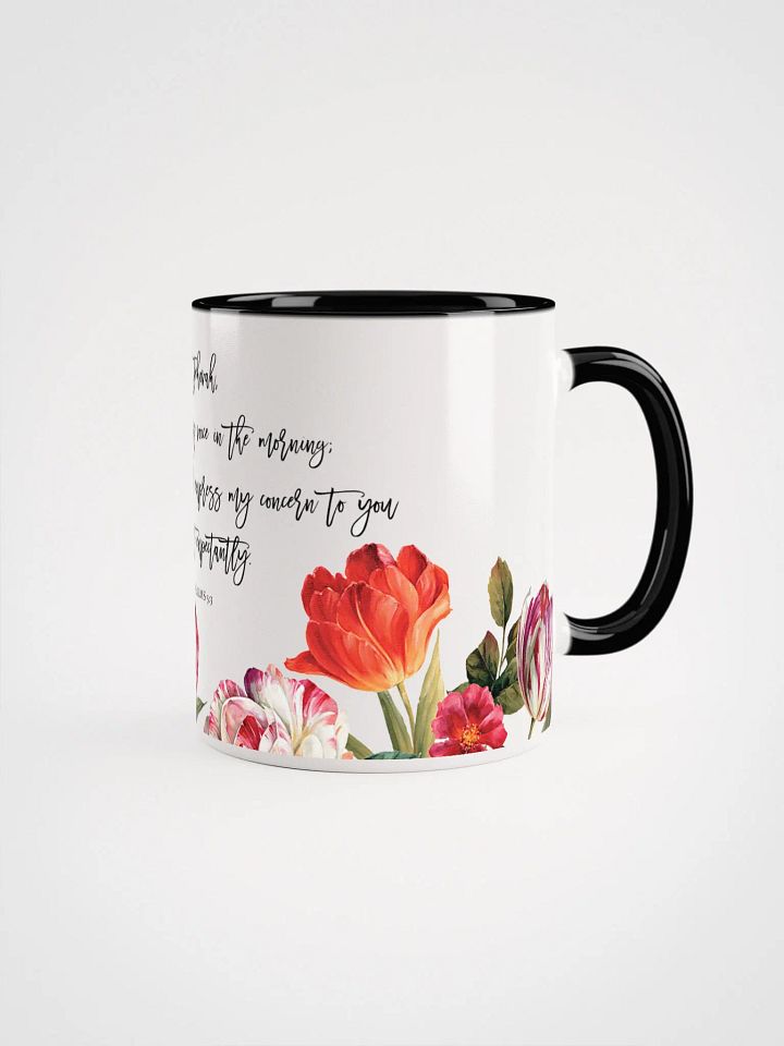 'O Jehovah, You Will Hear' Psalms 5:3 Floral Glossy Mug product image (2)