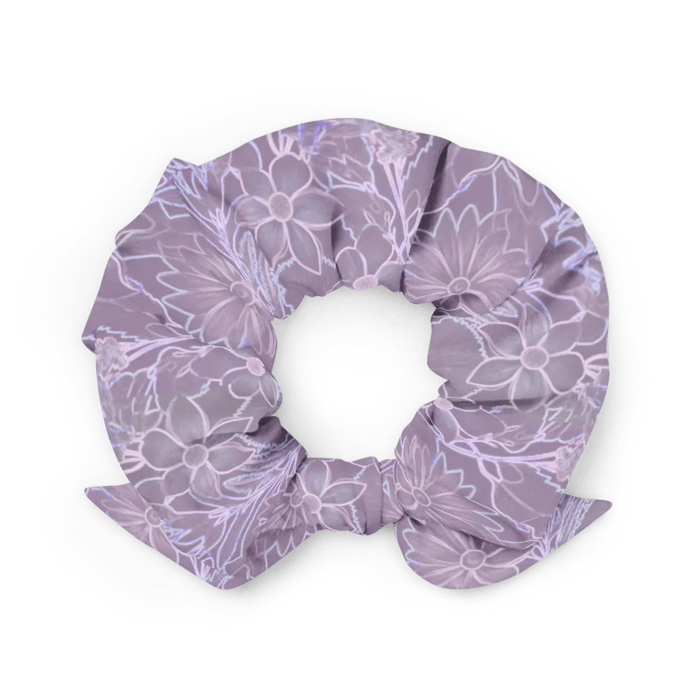Line art Lilac and Pink Floral/All-Over Print Scrunchie by Sublicolor product image (2)