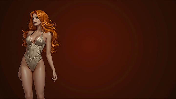 Golden Ember: Elegant Redhead Digital Wallpaper product image (1)