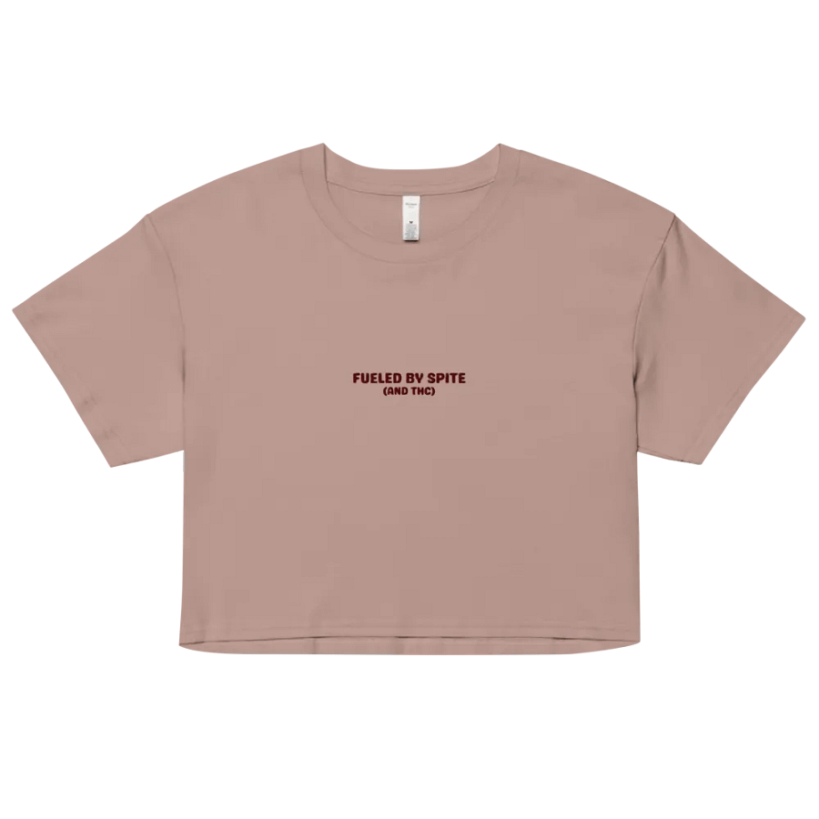 FUELED BY SPITE (maroon thread) embroidered cotton crop top product image (13)
