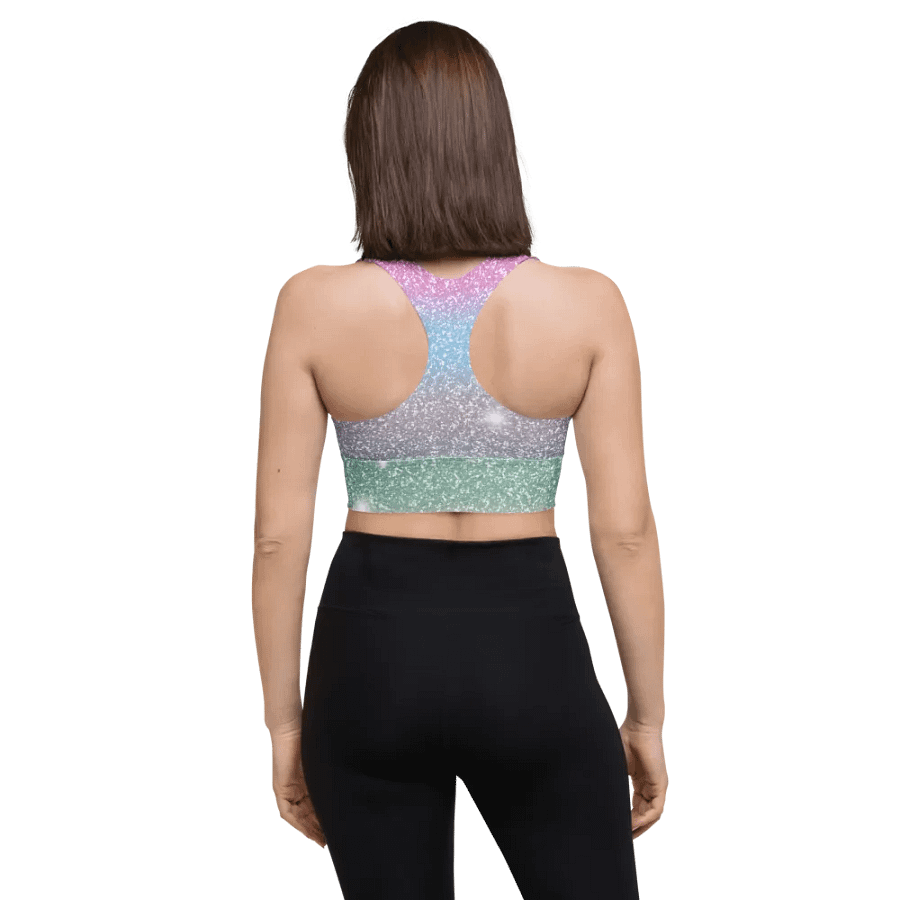 Glitter Unicorn Texture Design Longline Sports Bra - 5 product image (4)