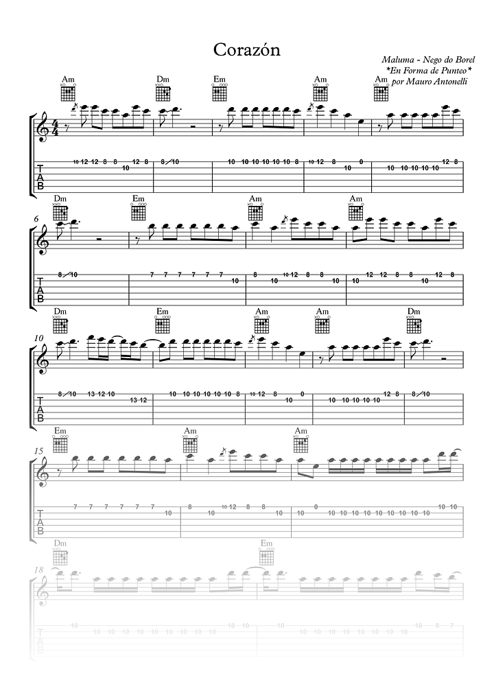 Corazón - Partitura + Tab + Acordes + Pista product image (1)