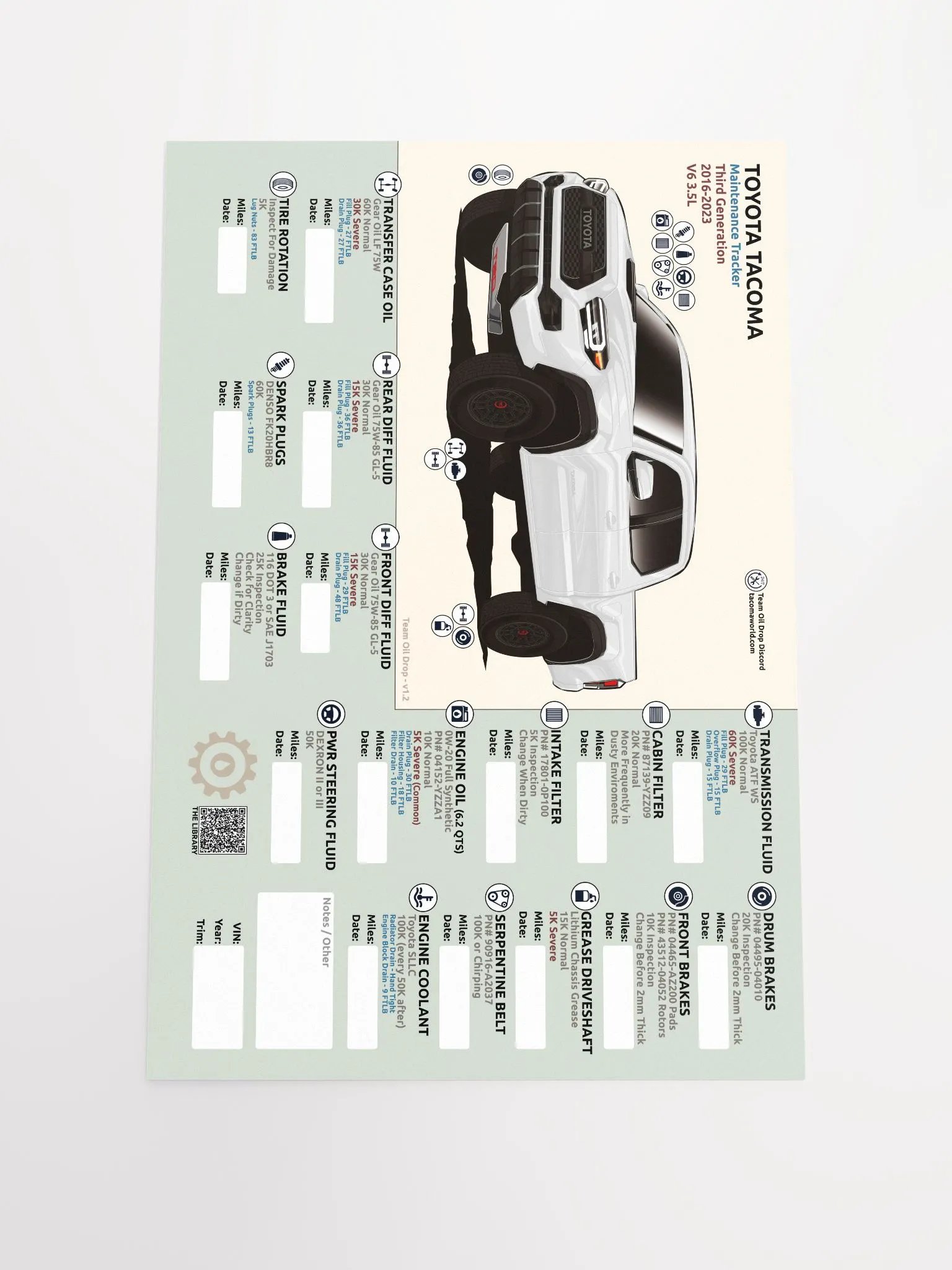 3RD GEN MAINTENANCE TRACKER V1.2 - Chipping White product image (2)