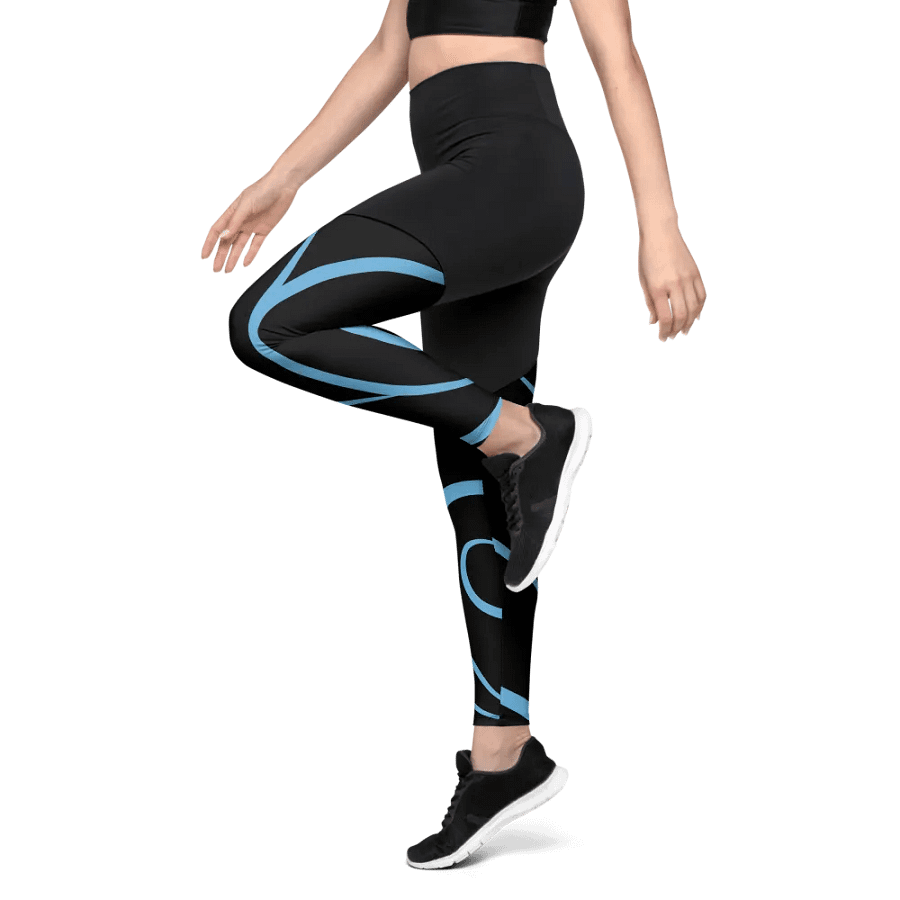 Flowing Blue Flourish All-Over Print Sports Leggings product image (8)